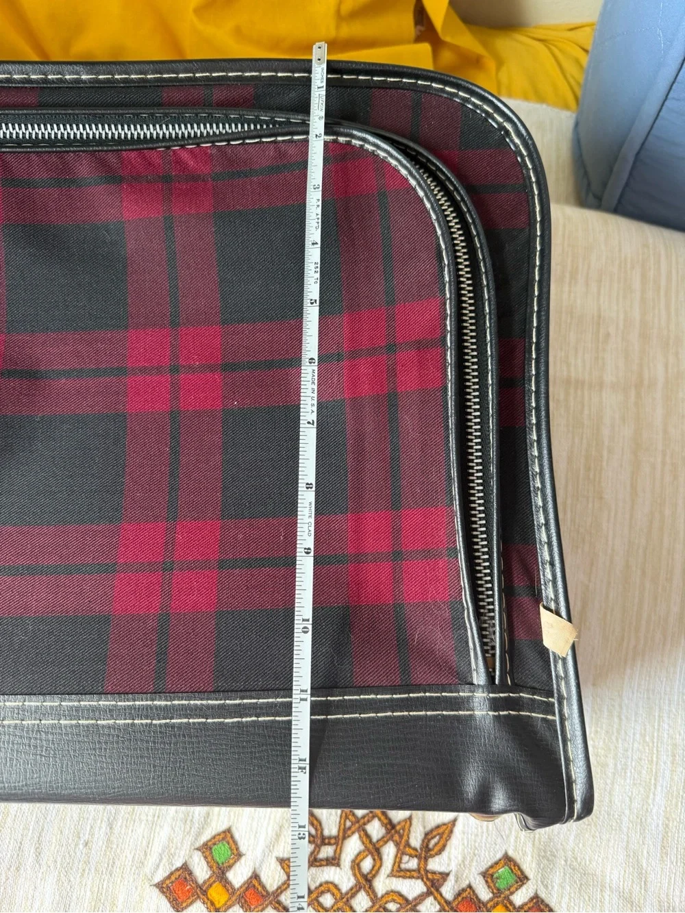 Red and Black Plaid vintage small suitcase Vinyl 70’s Bag camp core